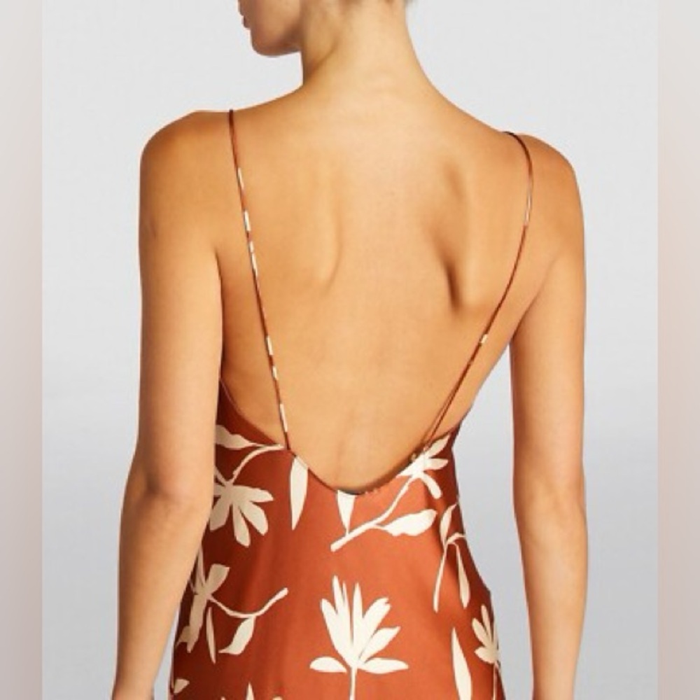 Anine Bing Chloe Silk Slip Dress Terracotta Floral Daisy Maxi Large - Picture 7 of 11